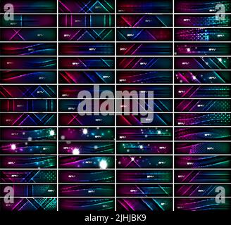 Huge mega collection of dark space backgrounds with waves and lines - banners, headers, patterns and layouts for advertising or presentation. Backdrop Stock Vector