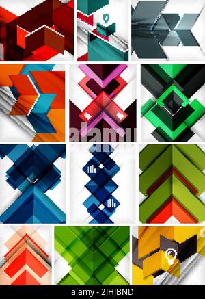 Mega set of paper geometric backgrounds. For business background | numbered banners | business lines | graphic website Stock Vector