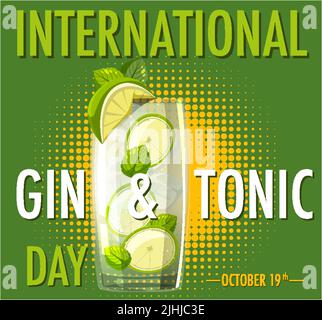 International Gin and Tonic Day Banner illustration Stock Vector