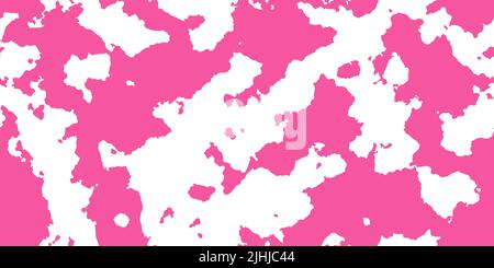 Pink cowhide with white spots as a seamless pattern. Spotted vector background. Animal print. Panda, dalmatian or appaloosa horse skin texture. Stock Vector