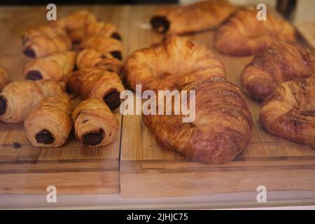 appetizing croissants on the windscreen Stock Photo