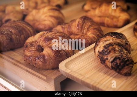 appetizing croissants on the windscreen Stock Photo