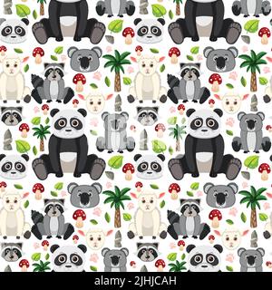 Cute animals seamless pattern illustration Stock Vector