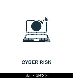 Cyber Risk icon. Monochrome simple Cybercrime icon for templates, web design and infographics Stock Vector