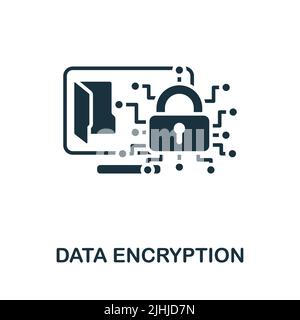 Data Encryption icon. Monochrome simple Cybercrime icon for templates, web design and infographics Stock Vector