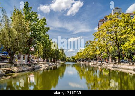 Chiang Mai, Thailand - 18 July 2022 - Vew of the old town moat near Tha Phae Gate in Chiang Mai, Thailand Stock Photo