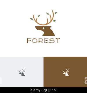 Forest Jungle Deer Antler Animal Mother Nature Logo Stock Vector