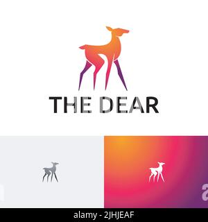 Beautiful Dear Deer Animal Zoo Wildlife Logo Stock Vector