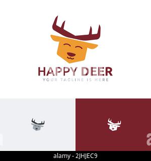Happy Deer Fun Kid Animal Zoo Logo Stock Vector