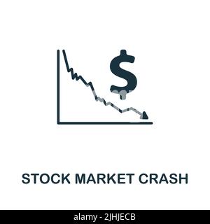 Stock Market Crash icon. Monochrome simple line Economic Crisis icon for templates, web design and infographics Stock Vector