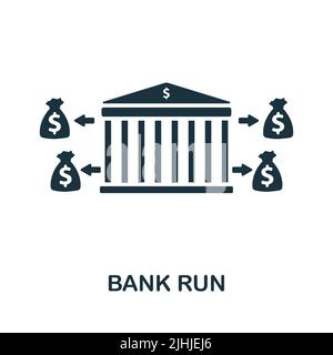 Bank Run icon. Monochrome simple line Economic Crisis icon for templates, web design and infographics Stock Vector