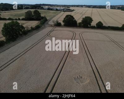 Mowing-Devil Crop formation. Northamptonshire. England. UK Stock Photo