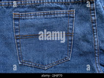 Back pocket of jeans. Close-up. Stock Photo