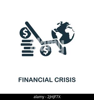 Financial Crisis icon. Monochrome simple line Economic Crisis icon for templates, web design and infographics Stock Vector