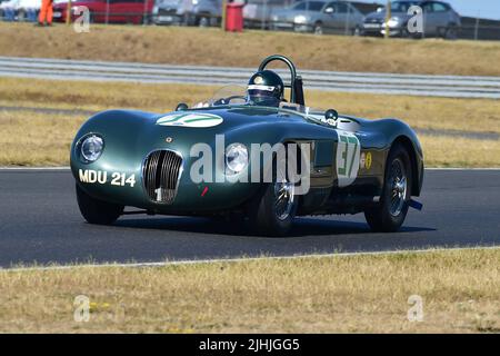 John Young, Nigel Webb, Jaguar C-Type, The Royal Automobile Club Woodcote Trophy and Stirling Moss Trophy, A one hour two driver race for historic veh Stock Photo
