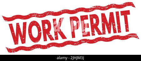 WORK PERMIT text written on red lines stamp sign. Stock Photo