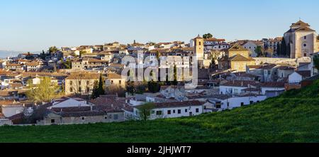 Medieval churches of the town of Chinchon in Madrid, typical tourist ...