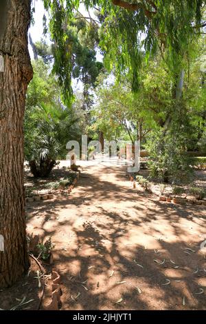 Cartagena, Murcia, Spain- July 18, 2022: Beautiful gardens of Beltri House in Cartagena Stock Photo