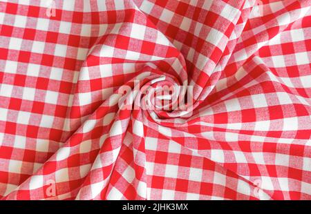 Twisted plaid fabric. Interesting pattern. Stock Photo