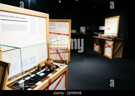 Permanent exhibition. South Tyrol Museum of Archaeology,Südtiroler Archäologiemuseum,Museo archeologico dell'Alto Adige, is an archaeological museum i Stock Photo