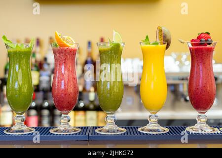 Fresh Color Juices Smoothie Violet Green Yellow Orange Red Tropical
