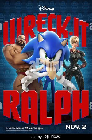 ZANGIEF, SONIC THE HEDGEHOG, SERGEANT CALHOUN POSTER, WRECK-IT RALPH, 2012 Stock Photo