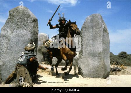 WARRIOR ON HORSEBACK, CONAN THE BARBARIAN, 1982 Stock Photo