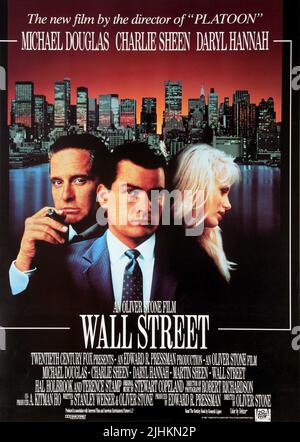 MICHAEL DOUGLAS, CHARLIE SHEEN, DARYL HANNAH, WALL STREET, 1987 Stock Photo