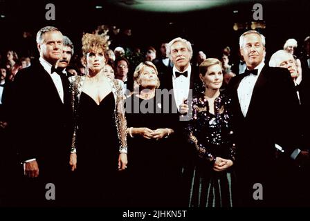 LARRY HAGMAN, LINDA GRAY, BARBARA BEL GEDDES, HOWARD KEEL, PRISCILLA PRESLEY, STEVE KANALY, DALLAS, 1987 Stock Photo