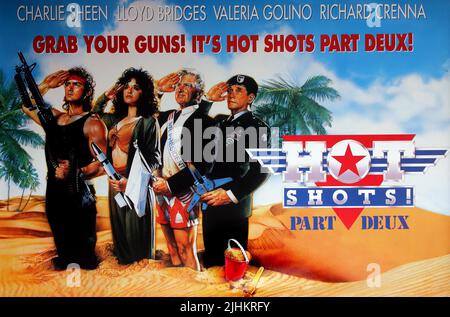 CHARLIE SHEEN, VALERIA GOLINO, LLOYD BRIDGES, RICHARD CRENNA POSTER, HOT SHOTS! PART DEUX, 1993 Stock Photo