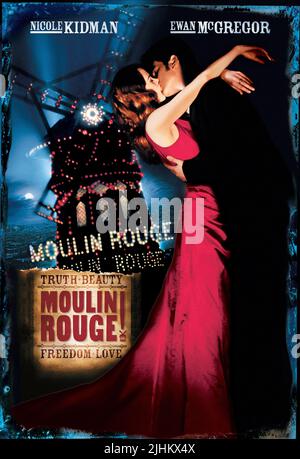 NICOLE KIDMAN, EWAN MCGREGOR POSTER, MOULIN ROUGE!, 2001 Stock Photo