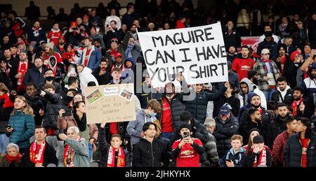 Melbourne, Australia, 19 Jul 2022. Manchester United fans in the stands before the pre season friendly vs Crystal Palace at Melbourne Cricket Ground (MCG) on 19 Jul 2022. Manchester United Fans at the MCG. Credit: corleve/Alamy Stock Photo Stock Photo