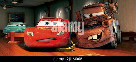 FLO, LIGHTNING MCQUEEN, MATER THE TOW TRUCK, CARS, 2006 Stock Photo