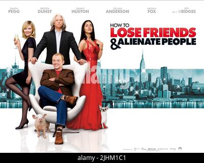 KIRSTEN DUNST, JEFF BRIDGES, SIMON PEGG, MEGAN FOX POSTER, HOW TO LOSE FRIENDS and ALIENATE PEOPLE, 2008 Stock Photo