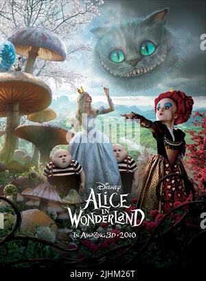 ANNE HATHAWAY, MATT LUCAS, HELENA BONHAM CARTER POSTER, ALICE IN WONDERLAND, 2010 Stock Photo