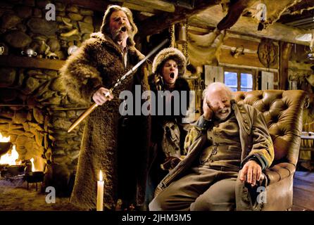 KURT RUSSELL, JENNIFER JASON LEIGH, BRUCE DERN, THE HATEFUL EIGHT, 2015 Stock Photo