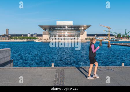 Copenhagen Opera House, national opera house of Denmark, and among the most modern opera houses in the world located on the island of Holmen Stock Photo