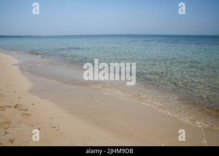 landscape of the beach at Pescoluse, also known as Salento Maldives, in Apulia region, Italy Stock Photo