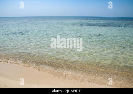 landscape of the beach at Pescoluse, also known as Salento Maldives, in Apulia region, Italy Stock Photo