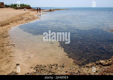 landscape of the beach at Pescoluse, also known as Salento Maldives, in Apulia region, Italy Stock Photo