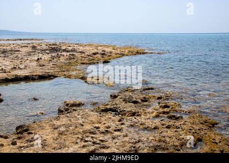 landscape of the beach at Pescoluse, also known as Salento Maldives, in Apulia region, Italy Stock Photo