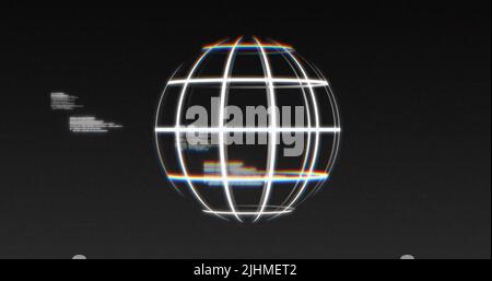 Image of globe and data processing on black background Stock Photo