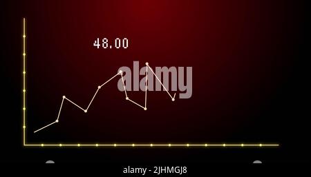 Image of financial graph over red background Stock Photo