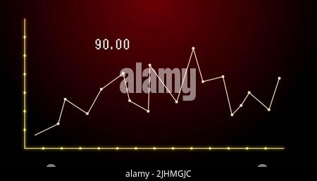 Image of financial graph over red background Stock Photo