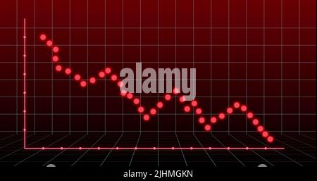 Image of financial graph over red background Stock Photo