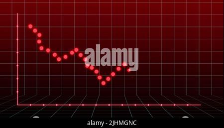 Image of financial graph over red background Stock Photo