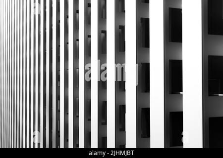 Black and white abstract shot of a building facade Stock Photo