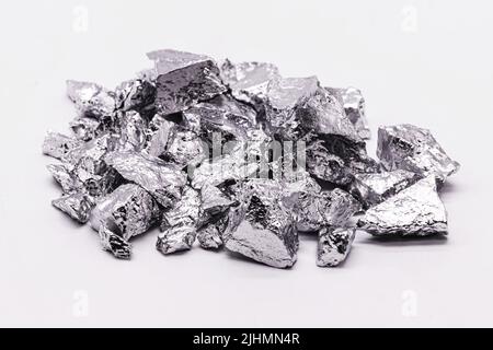Chromium, a metallic chemical element, is an essential transition metal for the manufacture of stainless steel, or chrome pigments. Stock Photo
