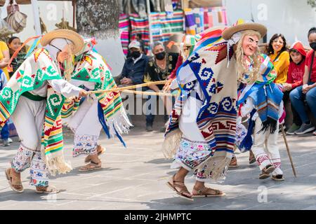 Viejitos dance. Dancers dressed in peasants costume. Patzcuaro. State ...