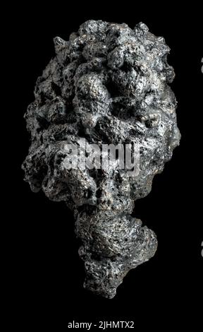 Melted grey stone isolated on black background. Stock Photo